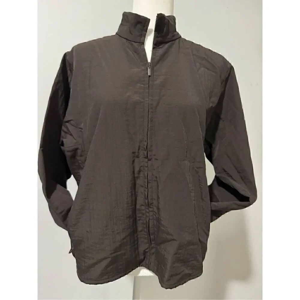 Eileen Fisher brown zip front jacket PL